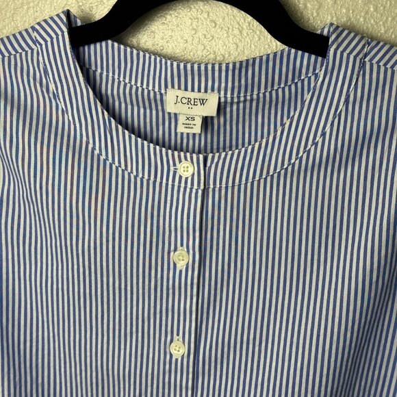 J.Crew Women’s Striped Blouse Puff-Sleeve Tie-Waist Top Banker Blue Sz XS NWT - Picture 7 of 11